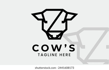 Cow milk animal farm beef minimalist modern logo icon symbol vector design template idea