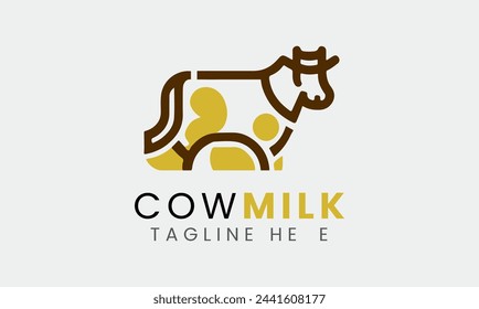 Cow milk animal farm beef minimalist modern logo icon symbol vector design template idea