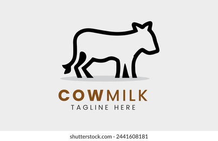 Cow milk animal farm beef minimalist modern logo icon symbol vector design template idea