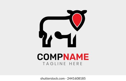 Cow milk animal farm beef minimalist modern logo icon symbol vector design template idea