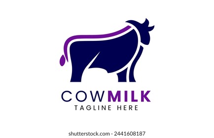 Cow milk animal farm beef minimalist modern logo icon symbol vector design template idea