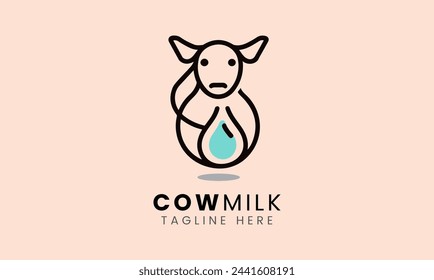 Cow milk animal farm beef minimalist modern logo icon symbol vector design template idea