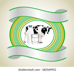Cow and milk banner