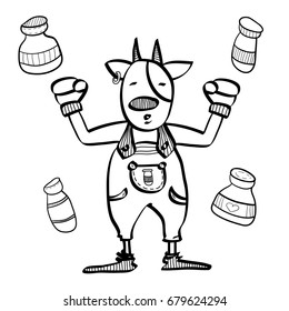 cow milk bottle character vector drawing