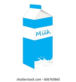 Cow milk carton and milk cup isolated on white background. Vector illustration for milk, food service, dairy, beverages, gastronomy, health food, etc