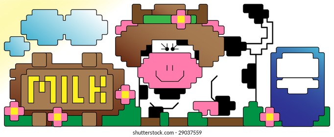 Cow and milk at farm