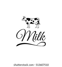 Cow Milk Farm Logo design vector template Linear style.
Fresh organic meat farmer products Logotype concept icon.