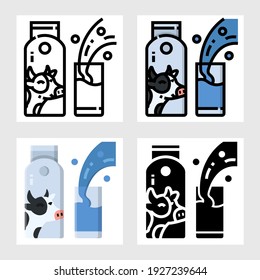cow milk icon vector design in filled, thin line, outline and flat style.