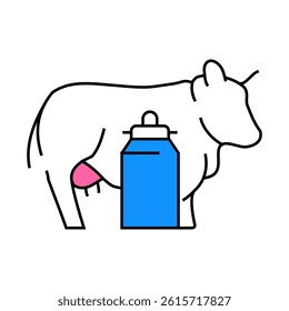 cow and milk line icon vector. cow and milk sign. isolated symbol illustration