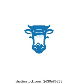 COW MILK LOGO WITH BLUE AND GLASS MILK 