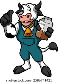 Cow Milk Mascot Cartoon Character Design