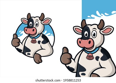 Cow milk mascot design illustration