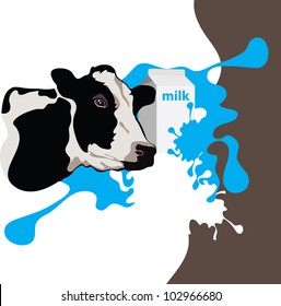 cow, milk, package, vector illustration