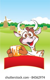 Cow with a milk pot