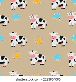 cow and milk seamless pattern Perfect for fabric, wrapping paper or nursery decor.