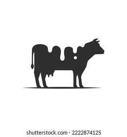 Cow Milk Silhouette. Dairy Farmer, Diary Milk Logo. 