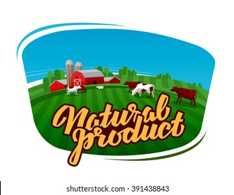 Cow Milk Vector Logo. Dairy Farm, Farmer Or Cattle Ranch Icon