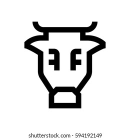 Cow mini line, icon, background and graphic. The icon is black and white, linear  flat, vector, pixel perfect, minimal, suitable for web and print. 
