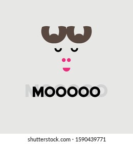 Cow in modern style on white background. Fashion print design texture. Domestic animal vector isolated illustration. Print template.