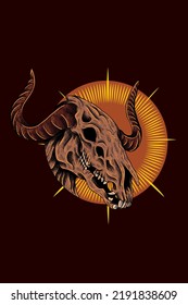 Cow monster skull vector illustration