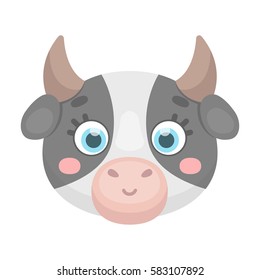 Cow muzzle icon in cartoon style isolated on white background. Animal muzzle symbol stock vector illustration.