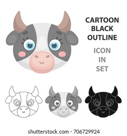 Cow muzzle icon in cartoon style isolated on white background. Animal muzzle symbol stock vector illustration.