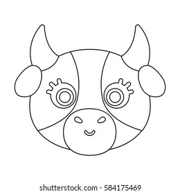 Cow muzzle icon in outline style isolated on white background. Animal muzzle symbol stock vector illustration.