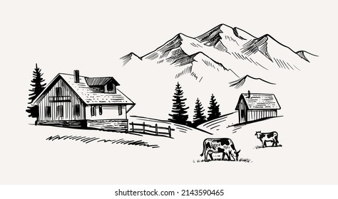 Cow and nature landscape