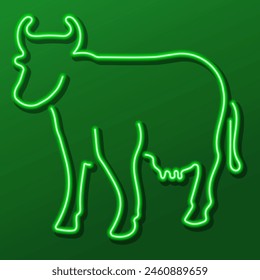 cow neon sign, modern glowing banner design, colorful modern design trend. Vector illustration.