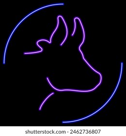 cow neon sign, modern glowing banner design, colorful modern design trend on black background. Vector illustration.