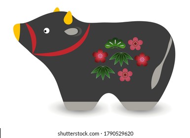 Cow new year card Zodiac icon