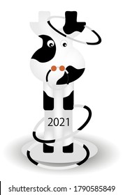 Cow New Year card zodiac icon