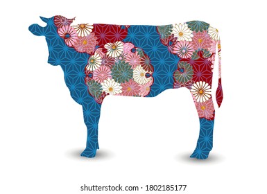 Cow New Year card Zodiac icon