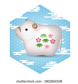 Cow New Year card Zodiac icon