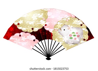 Cow New Year's card Folding fan icon