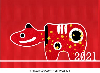 Cow New Year's card Zodiac background