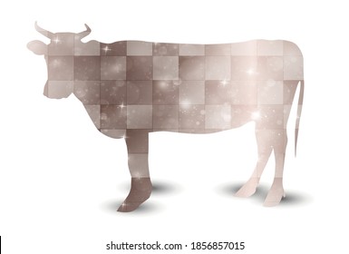 Cow New Year's card Zodiac icon