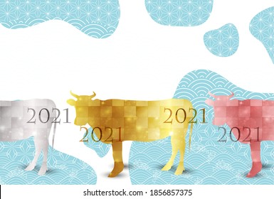 Cow New Year's card Zodiac background