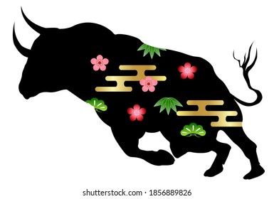 Cow New Year's card Zodiac icon
