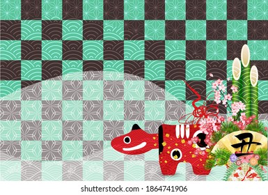 Cow New Year's card Zodiac background