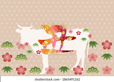Cow New Year's card Zodiac background