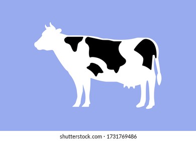 A cow on a blue background