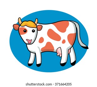 Cow on a blue background.