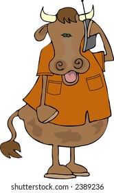 Cow on a cell phone