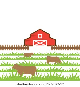 Cow on the field illustration vector eps10