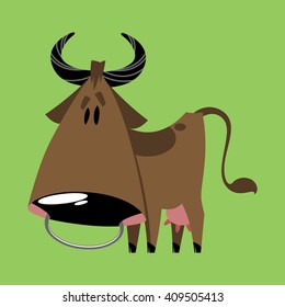 cow on a green background