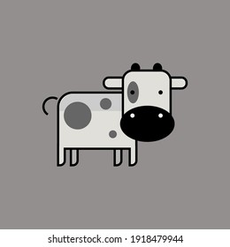 Cow on grey background icon vector illustration.
