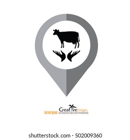 cow on hand icon.farm concept.vector illustration.