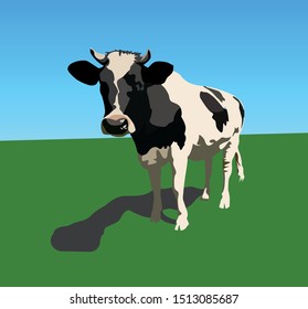 cow on landscape vector illustration