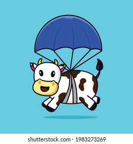 Cow on parachute vector design